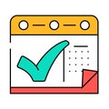 calendar check mark icon color illustration