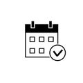 Calendar check silhouette icon. Clipart image