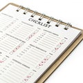 Calendar Checklist isolated on white background