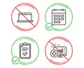 Calendar, Checklist and Laptop icons set. Medical analytics sign. Event reminder, Survey, Mobile computer. Vector