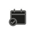 calendar checkmark icon, vector event symbol, day or month icon