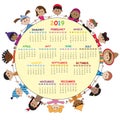 Calendar 2019 with children Royalty Free Stock Photo