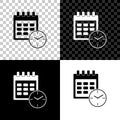 Calendar and clock icon isolated on black, white and transparent background. Schedule, appointment, organizer, timesheet Royalty Free Stock Photo