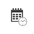 Calendar and clock icon isolated.Schedule, appointment, organizer, timesheet, time management, important date. Date and Royalty Free Stock Photo