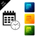 Calendar and clock icon isolated. Schedule, appointment, organizer, timesheet, time management, important date. Date and