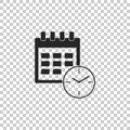 Calendar and clock icon isolated on transparent background. Schedule, appointment, organizer, timesheet, time management Royalty Free Stock Photo