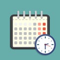 Calendar and clock icon. Schedule, appointment. Vector Illustration Royalty Free Stock Photo