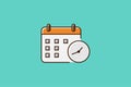 Calendar and clock icon vector