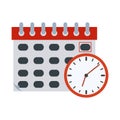 Calendar and clock office supply stationery work flat style icon Royalty Free Stock Photo