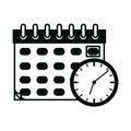 Calendar and clock office supply stationery work linear style icon