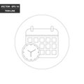 Calendar and clock - time thin line flat icon