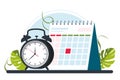calendar, clocks, alarm clock. Schedule, organizer, timesheet. time management concept, deadline.