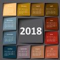 2018 calendar. Color post it