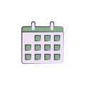 Calendar colored hand drawn icon. Element of autumn icon for mobile concept and web apps. Hand drawn colored Calendar can be used