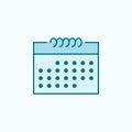 the calendar 2 colored line icon. Simple colored element illustration. the calendar outline symbol design from web icons set on Royalty Free Stock Photo