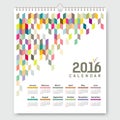 Calendar 2016 colorful geometric design