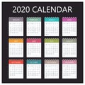 2020 calendar with colorful notepads Royalty Free Stock Photo