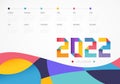 Calendar Colorful planner for 2022. The week starts on sunday. Vector design illustration