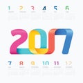 2017 Calendar colorful ribbon concept vector design.