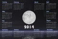2014 calendar with comets and full moon -3D render