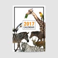 2017 calendar cover animal polygon vector