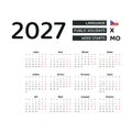 Calendar 2027 Czech language with Czech public holidays.