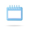 Calendar 3d vector icon. Time management diary sign. Planning agenda concept. To do cartoon reminder