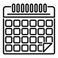 Calendar data icon outline . Time work