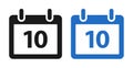 Calendar date day 10 icon Royalty Free Stock Photo
