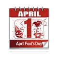 Calendar with the date of April 1. April Fools Day
