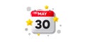 Calendar date 3d icon with stars. Month event schedule date. Meeting appointment calendar, time planner banner. Vector