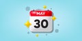 Calendar date 3d icon with stars. Month event schedule date. Meeting appointment calendar, time planner banner. Vector