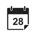 Calendar date, Date notes business, office event icon template black color . Calendar date symbol Flat illustration