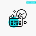 Calendar, Date, Day, Time, Job turquoise highlight circle point Vector icon Royalty Free Stock Photo