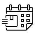 Calendar date home delivery icon, outline style