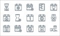 calendar and date line icons. linear set. quality vector line set such as calendar, time, event, fall, calendar, halloween, pay