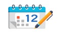 Calendar with Date 12 & Pen: Event Scheduling Icon, vector design Generative AI Royalty Free Stock Photo