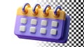 Calendar, date reminder and schedule planner png transparent image Generative AI