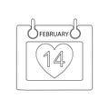 calendar of the day of lovers icon. Element of valentine\'s day, wedding for mobile concept and web apps icon. Outline, thin line