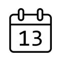 Calendar day thirteen date icon