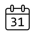 Calendar day thirty first date icon