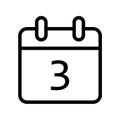 Calendar day three date icon