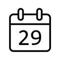 Calendar day twenty nine date icon