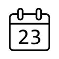 Calendar day twenty three date icon