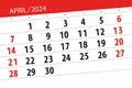 Calendar 2024, deadline, day, month, page, organizer, date, April Royalty Free Stock Photo