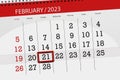 Calendar 2023, deadline, day, month, page, organizer, date, february, tuesday, number 21