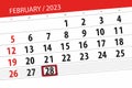 Calendar 2023, deadline, day, month, page, organizer, date, february, tuesday, number 28