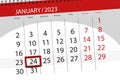Calendar 2023, Deadline, Day, Month, Page, Organizer, Date, January, Tuesday, Number 24