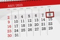 Calendar 2023, deadline, day, month, page, organizer, date, July, saturday, number 8