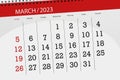 Calendar 2023, deadline, day, month, page, organizer, date, march Royalty Free Stock Photo